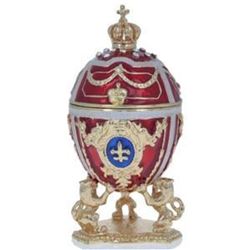 2.75" Lions Holding Royal Crown Faberge Inspired Egg