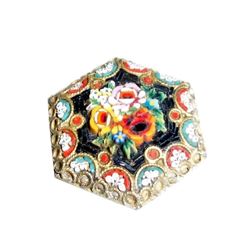 Vintage Italian Micro Mosaic Floral Brooch