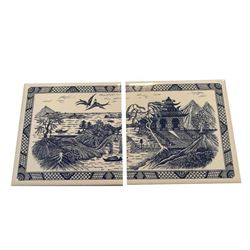 Johnson Bros England Blue Willow 6" Ceramic Tiles Mural