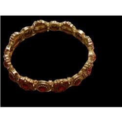 Vintage 1980's Fuchsia Pink Rhinestone Flower Stretch Bracelet