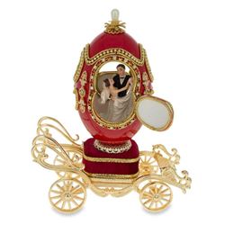 Faberge Inspired 7.1" Royal Wedding Coach Royal Inspired Russian Egg with Music Box