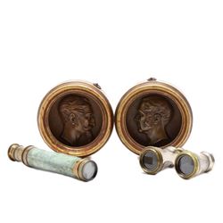 Antique Opera Glasses, Telescope and Plaques