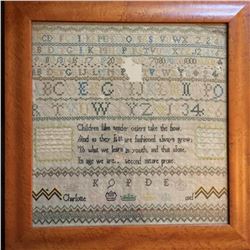 Early 19thc Framed Needlework Sampler
