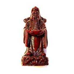 Vintage Chinese Oxblood Resin Statue Figure, Sanxing, Lu Xing