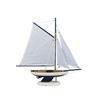 Image 1 : Wooden Bermuda Sloop Dark Blue - White Sails Model Sailboat Decoration 17"