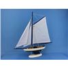 Image 4 : Wooden Bermuda Sloop Dark Blue - White Sails Model Sailboat Decoration 17"