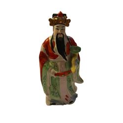 Vintage Chinese Porcelain Deity Statue, Sanxing Fu Lu Shou Figure