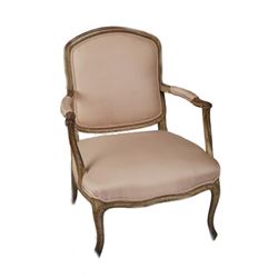 Antique French Louis Xv Carved Painted Armchair