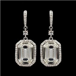 Rhodium Plated Clear Crystal Rhinestone Wedding Drop Dangle Earrings