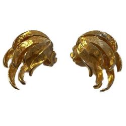 Vintage Mid Century Gold Angel Wing Clip On Earrings