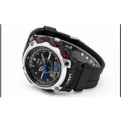 OHSEN Mens Digital Quartz Wrist Watch Chronograph Sport Black Silicone Rubber