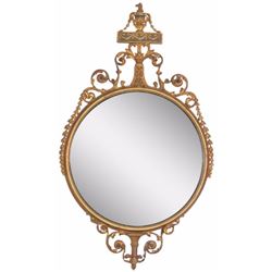French Style Gilt Carved Round Mirror
