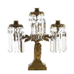 19thc Gilt Brass Three Light Girandole