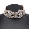 Image 1 : Designer Crystal Wide Collar Bib, Chunky Choker Necklace