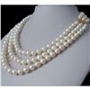 Image 1 : 3 Row Strands Natural 9-8mm Akoya White Pearl Necklace