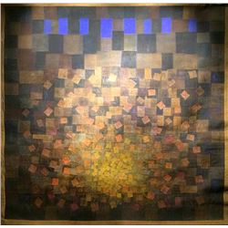 Margo Hoff, Lighted Square, Mixed Media Collage Tapestry