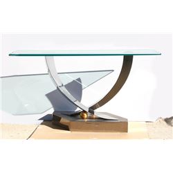 Greg Sheres, Contemporary Glass Table with Stainless Steel base