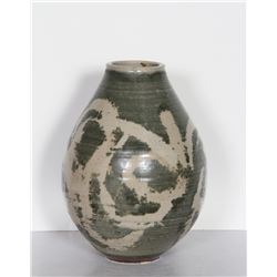 Green Abstract Vase, Glazed Ceramic Vase