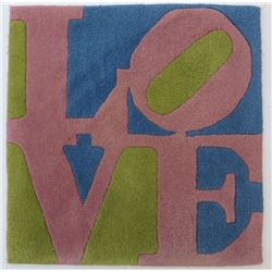 Robert Indiana, Rose LOVE, Wool Tufted Rug by Master Artist Rug