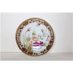 Imperial Nippon Saucer with Lotus Design, Hand Painted Porcelain Plate with Gold Leaf