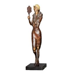Woman with Mirror, Bronze Sculpture