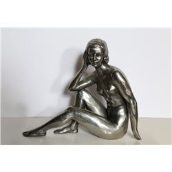 Pensive Woman, Resin Sculpture with Chrome Treatment