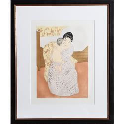 Mary Cassatt, Maternal Caress, Color Etching