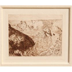 Claude Monet, Rocher de Belle-Isle, Etching