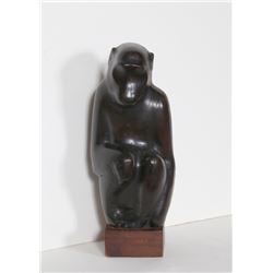 Joseph Constant, Monkey, Hand-Carved Wood Sculpture