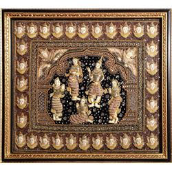 Thai Five Goddesses, Batik Embroidered Tapestry with Sequins and Crystals