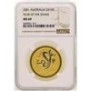 Image 1 : 2001 $100 Australia Year of the Snake Gold Coin NGC MS69