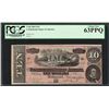 Image 1 : 1864 $10 Confederate States of America Note T-68 PCGS Choice New 63PPQ