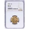 Image 1 : 1893 $5 Liberty Head Half Eagle Gold Coin NGC MS62