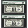 Image 1 : Lot of (2) Consecutive 1935D $1 Silver Certificate Notes PMG Gem Uncirculated 66