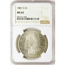 1881-S $1 Morgan Silver Dollar Coin NGC MS65