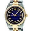 Image 2 : Rolex Men's Two Tone 14K Blue Vignette VS Diamond 36MM Datejust Wristwatch