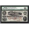 Image 1 : 1855-65 $1 Bordentown Banking Co. New Jersey Obsolete Note PMG Gem Uncirculated