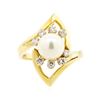 Image 2 : 14KT Yellow Gold 0.40 ctw Diamond and Pearl Ring