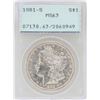 1881-S $1 Morgan Silver Dollar Coin PCGS MS63 Old Rattler Holder