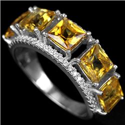 YELLOW CITRINE SQUARE-PRINCESS RING