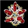 Image 2 : Natural Handmade Red Coral Zircon Emerald Ring