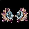 Image 1 : Natural AAA SKY BLUE TOPAZ RHODOLITE GARNET Earrings