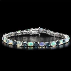 Natural RAINBOW OPAL & LONDON BLUE TOPAZ Bracelet