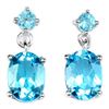 Image 1 : Natural SWISS BLUE TOPAZ OVAL & ROUND Earrings