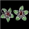 Image 2 : Natural BLOOD RED RUBY TSAVORITE GARNET Earrings