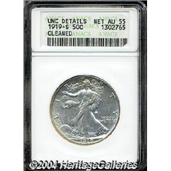 1919-S[50C]--Cleaned--ANACS. Unc Details, Net AU55.