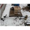Image 2 : Pallet w/2 Echo weed whips, 2 lawnmower chutes, motor & fertilizer spreader