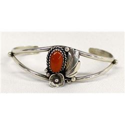 Native American Navajo Sterling Coral Bracelet