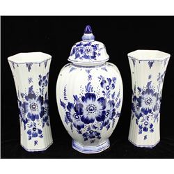 Blue & White Delft Three-Piece Mantle Garniture