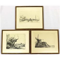 3 Framed Rembrandt Etching Prints